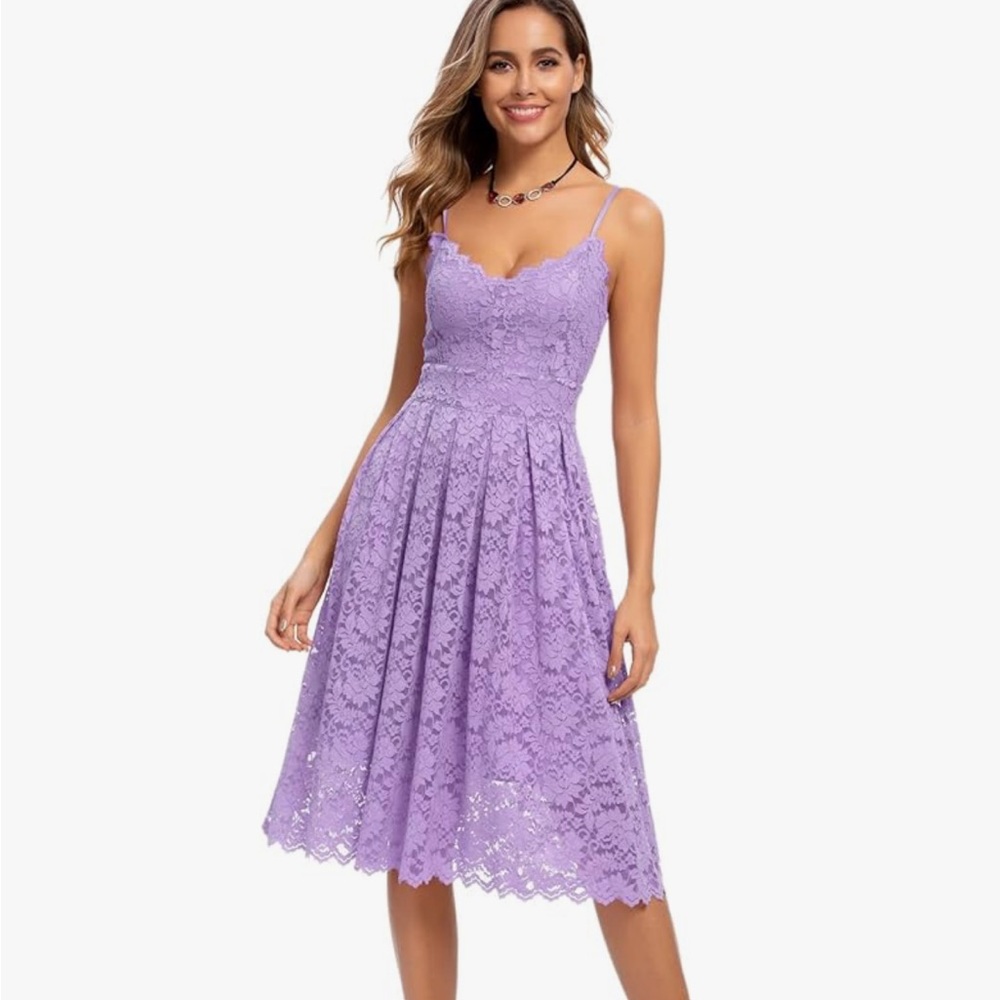 Elegant Purple Lace Dress